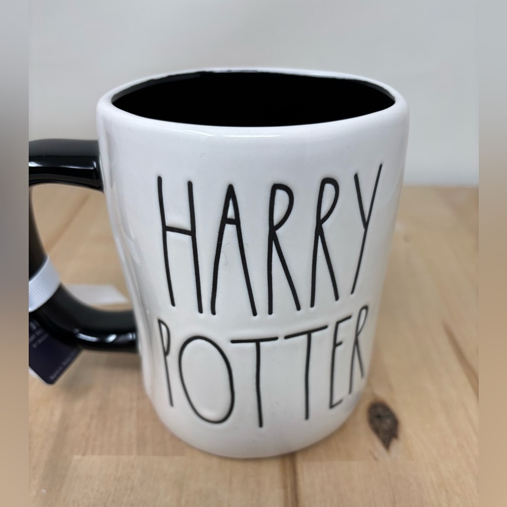 Rae Dunn HARRY POTTER Mug White Double Sided Black Inside & Handle New - Picture 1 of 4